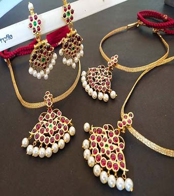 Real kempu temple jewellery necklace