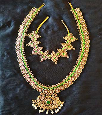 Real kempu temple jewellery haram