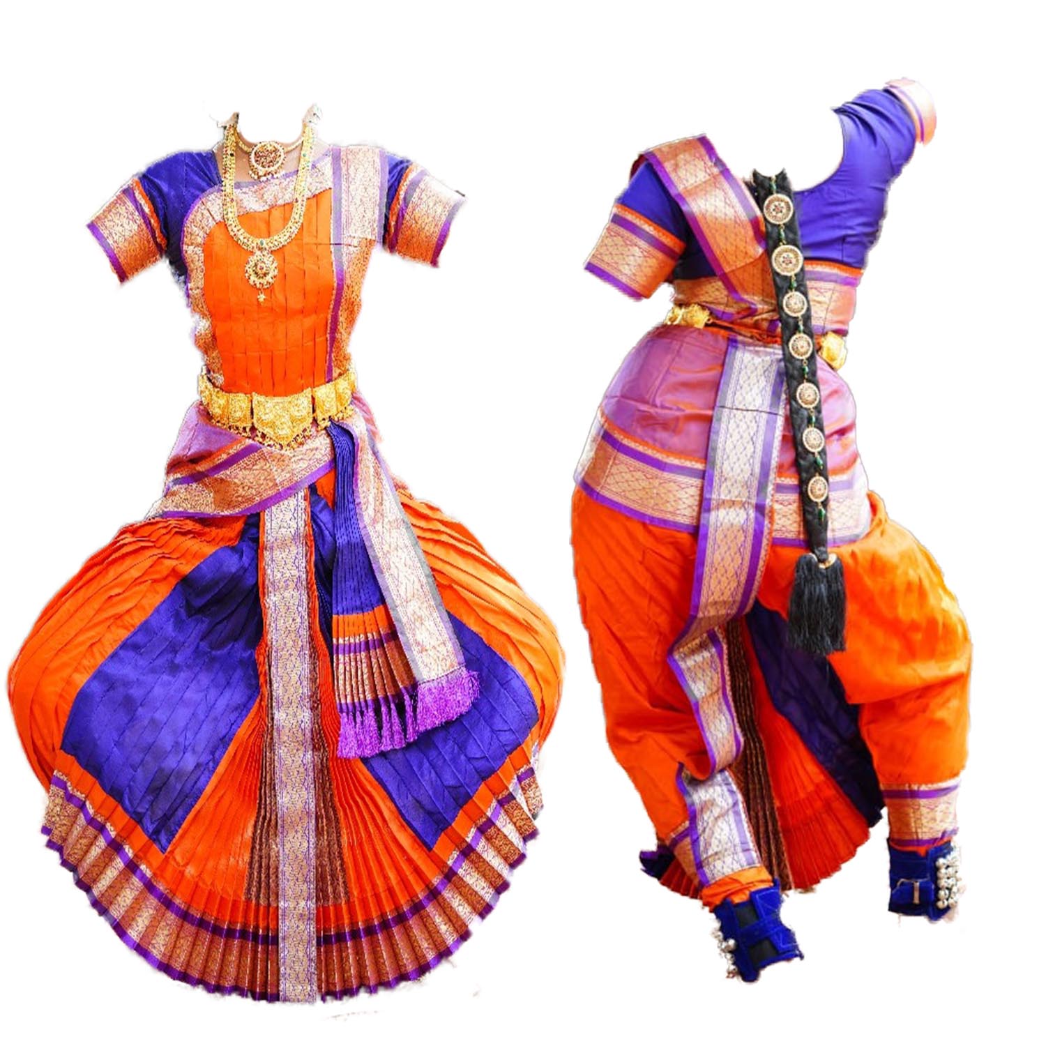 Kuchipudi dress front and back