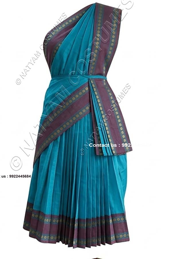 Model5 Stitched Practice Saree -Skyblue with purple boarder