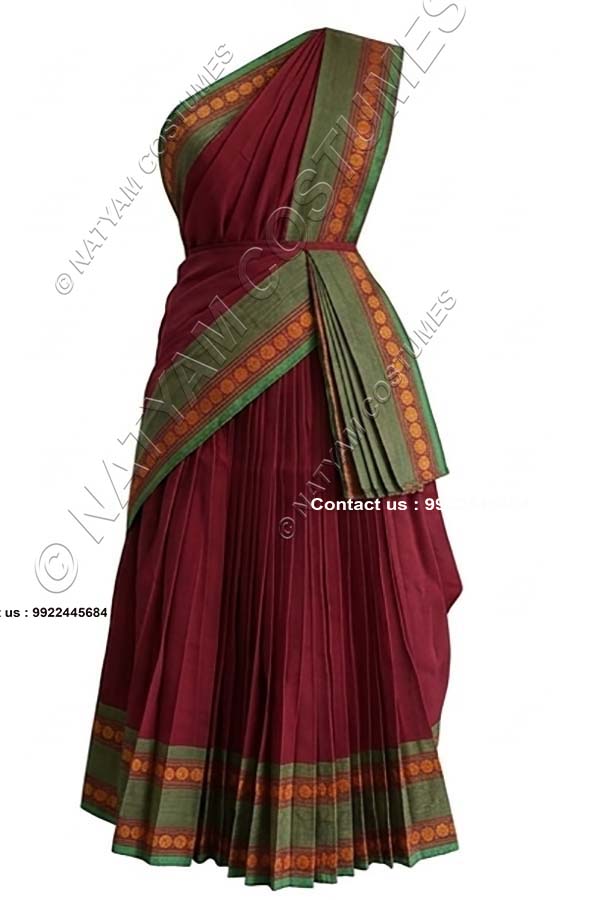 Model5 Stitched Practice Saree -Brown with Green boarder