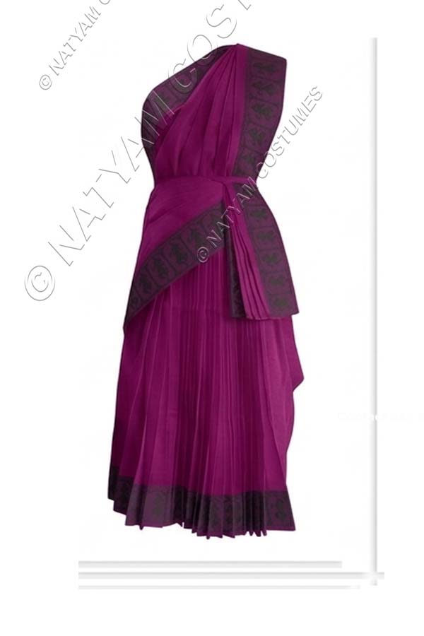 Model5 Stitched Practice Saree - Dark Magenta with black doll boarder