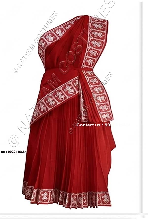 Model5 Stitched Practice Saree - Dark Red with white doll boarder