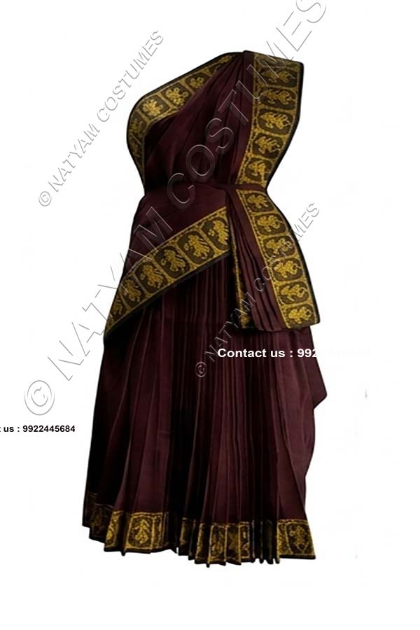 Model5 Stitched Practice Saree - Bright Brown with yellow doll boarder