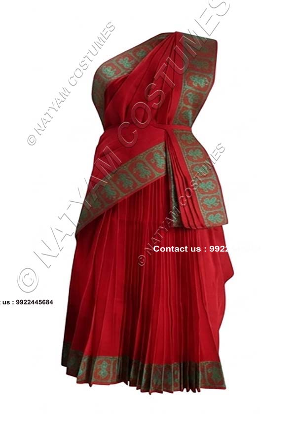 Model5 Stitched Practice Saree - Bright red with green doll boarder
