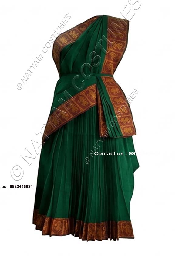 Model5 Stitched Practice Saree - Bright Green with Red doll boarder
