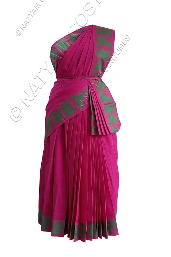 Model5 Stitched Practice Saree - Fuchsia with Green Mudra boarder