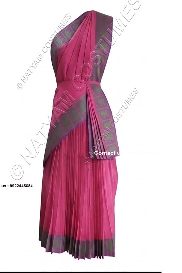 Model5 Stitched Practice Saree - Rose with Green Doll boarder