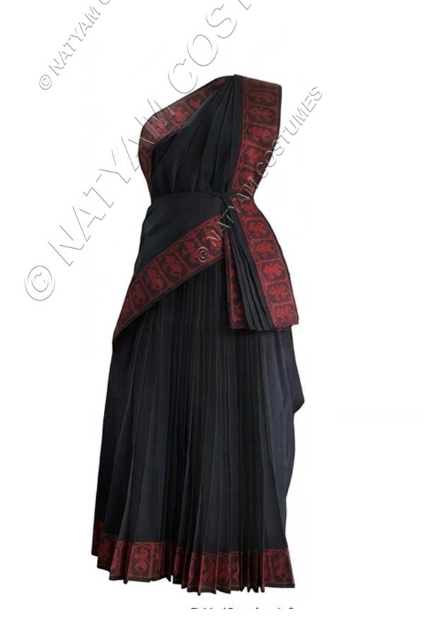 Model5 Stitched Practice Saree - Dark black with Red Doll boarder