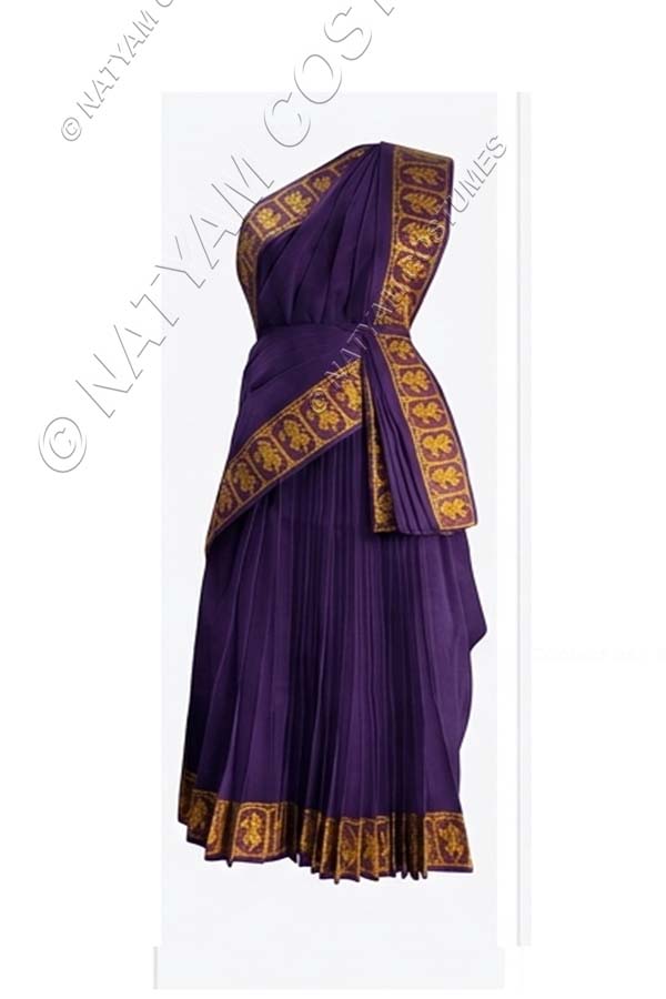 Model5 Stitched Practice Saree - Dark Violet with yellow Doll boarder