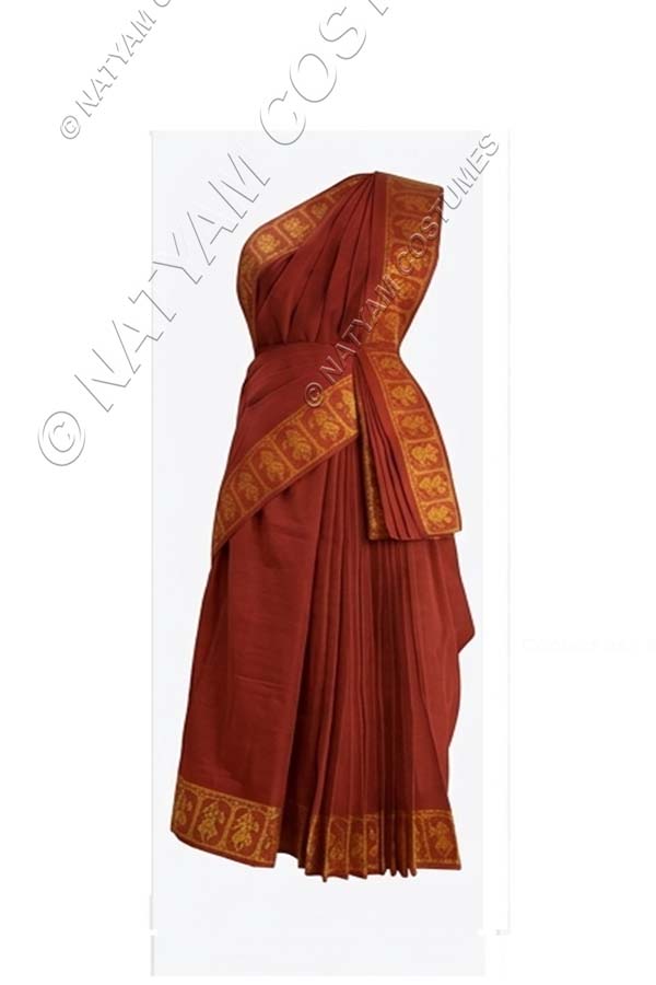 Model5 Stitched Practice Saree - Bright red with yellow Doll boarder