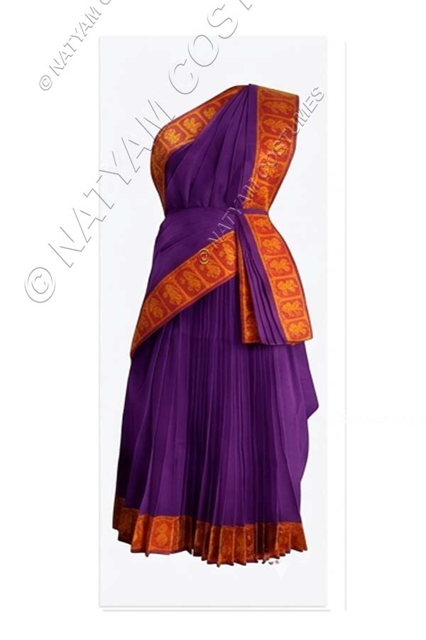 Model5 Stitched Practice Saree - Bright violet with red Doll boarder