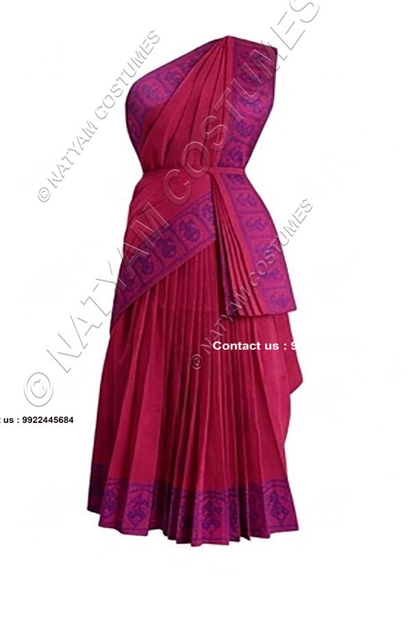 Stitched Practice Saree - Pink with Blue Doll boarder