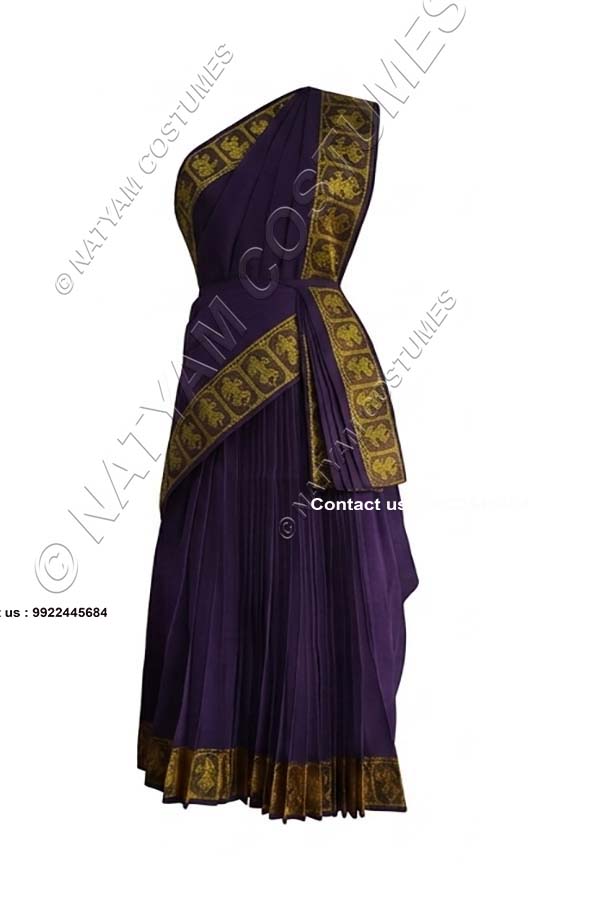 Stitched Practice Saree - Purple with Yellow Doll boarder