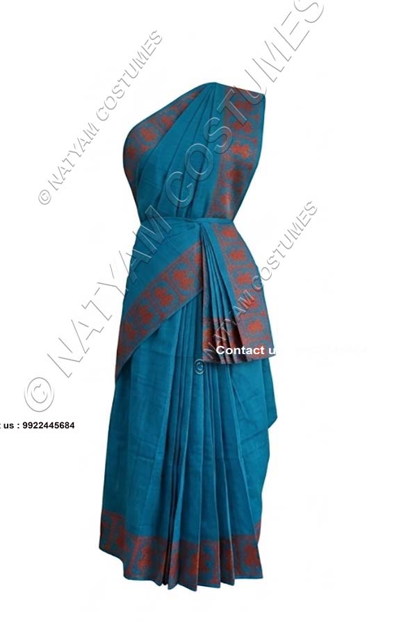 Stitched Practice Saree - Skyblue with Red copper boarder