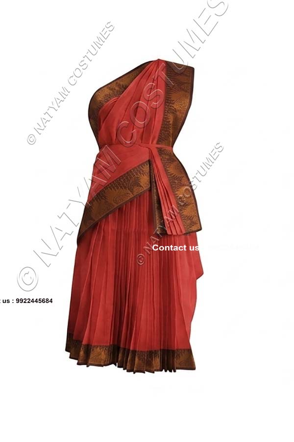 Stitched Practice Saree - Rose with Brown boarder