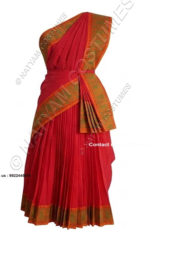 Readymade Practice Saree - Carmine Red with Green boarder