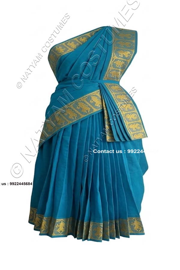 Readymade Practice Saree - Skyblue with yellow boarder