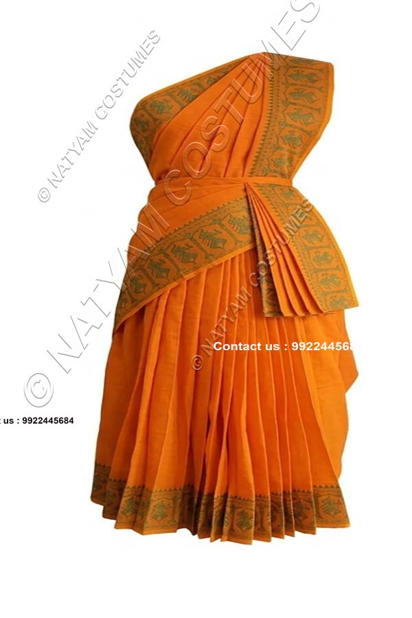 Readymade Practice Saree - Orange with Green boarder