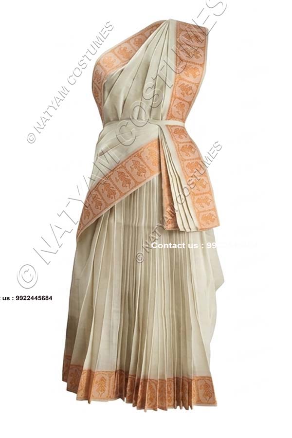 Readymade Practice Saree - Creme with Copper Boarder