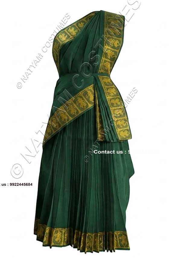 Readymade Practice Saree - Green with Yellow Boarder
