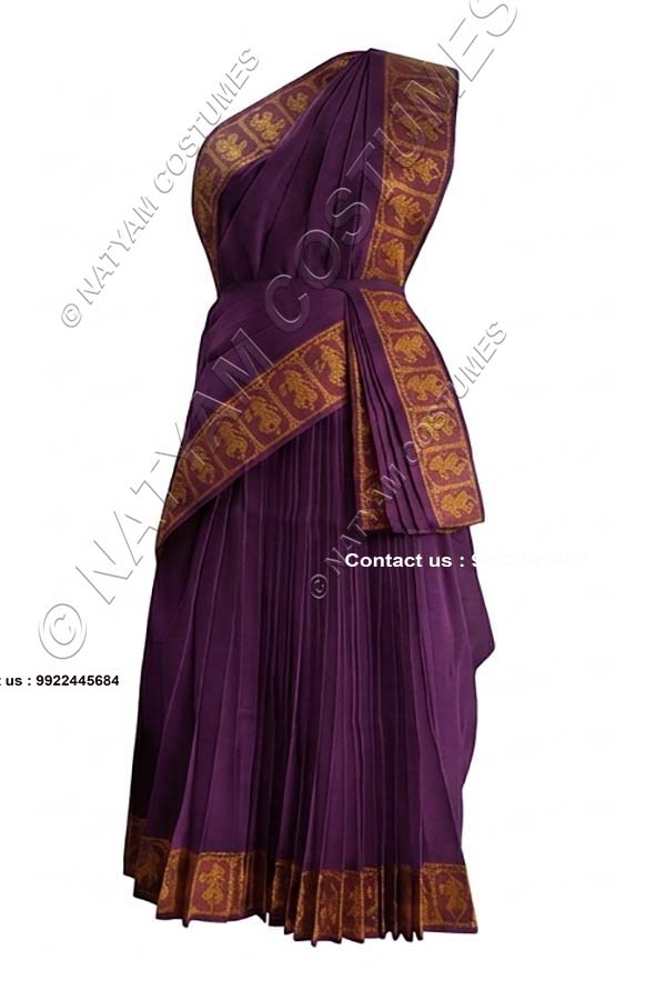 Readymade Practice Saree - Violet with Yellow Boarder