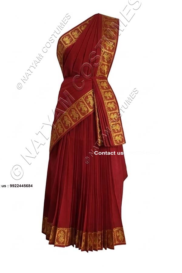 Pre-stitched Practice Saree -Model5 - Red with Yellow boarder