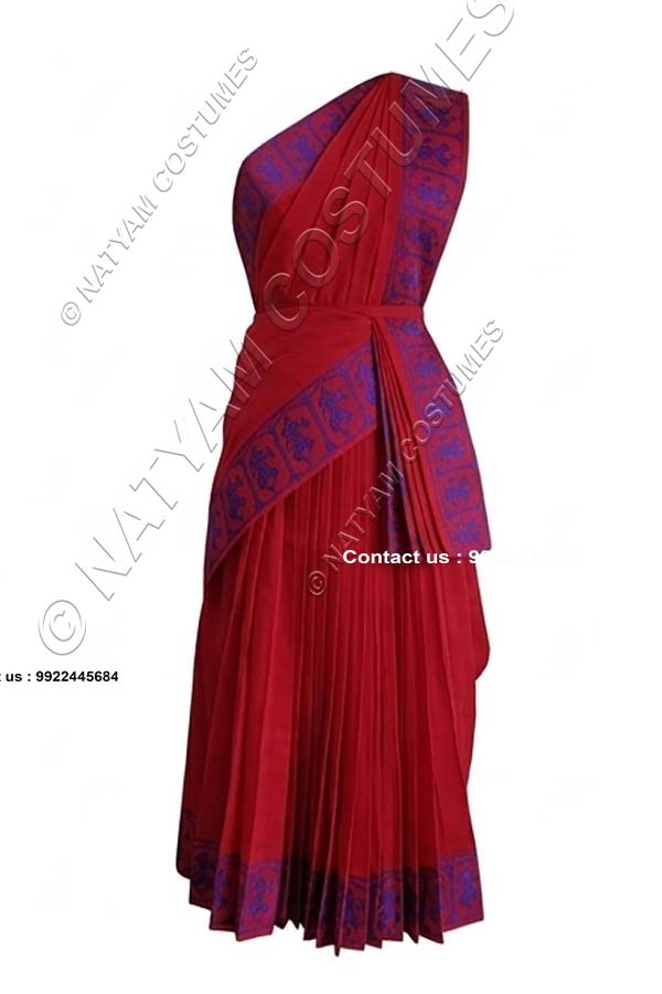 Pre-stitched Practice Saree -Model5 - Red with Blue boarder