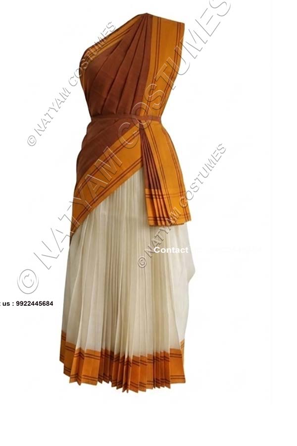 Pre-stitched Practice Saree -Model5 - Brown with White
