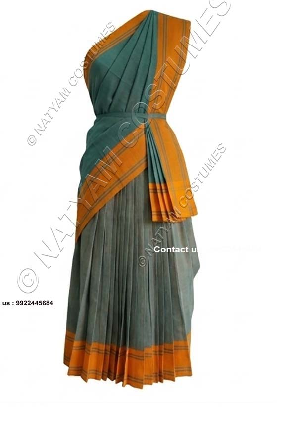 Pre-stitched Practice Saree -Model5 - Grey with Orange boarder