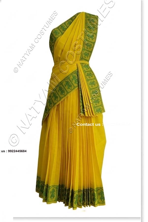 Pre-stitched Practice Saree -Model5 - Yellow with Green boarder