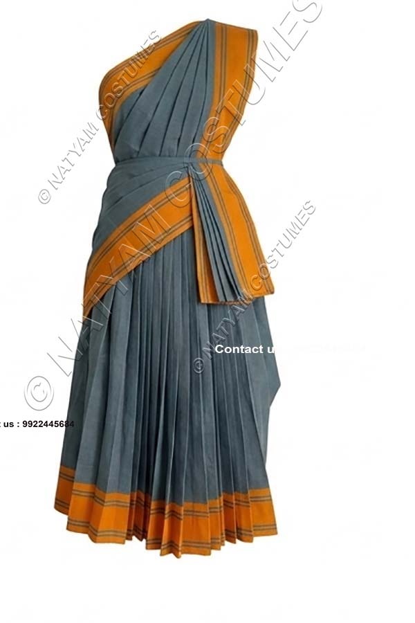 Pre-stitched Practice Saree -Model5 - Grey with Orange boarder
