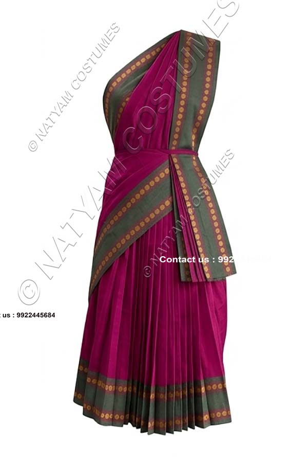 Pre-stitched Practice Saree -Model5 - Magenta with Green boarder