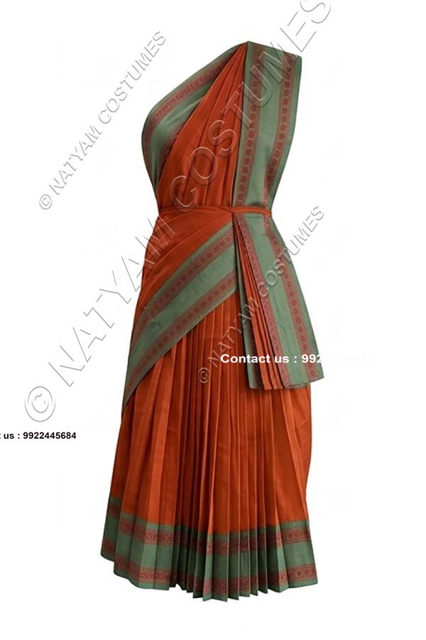 Pre-stitched Practice Saree -Model5 - Orange with Grey boarder