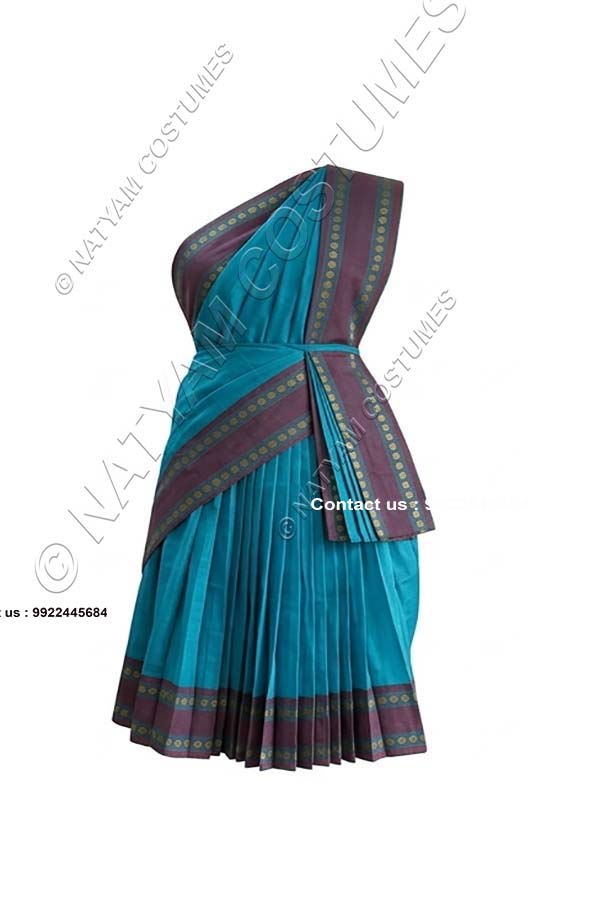 Pre-stitched Practice Saree -Model5 - SkyBlue with Violet boarder