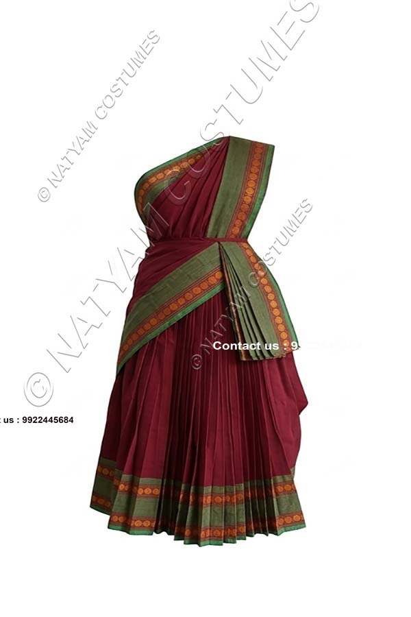 Pre-stitched Practice Saree -Model5 - Brown with Green boarder