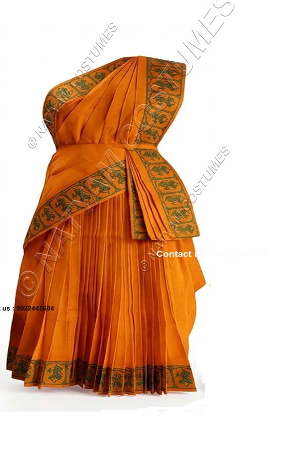 Pre-stitched Practice Saree -Model5 - Orange with Green boarder