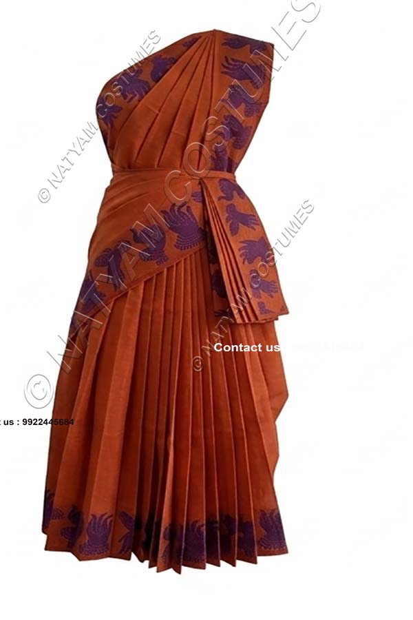 Pre-stitched Practice Saree -Model5 - Terracotta brown