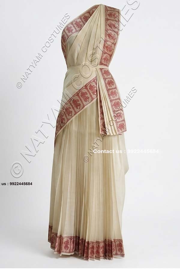 Pre-stitched Practice Saree -Model5 - Cream