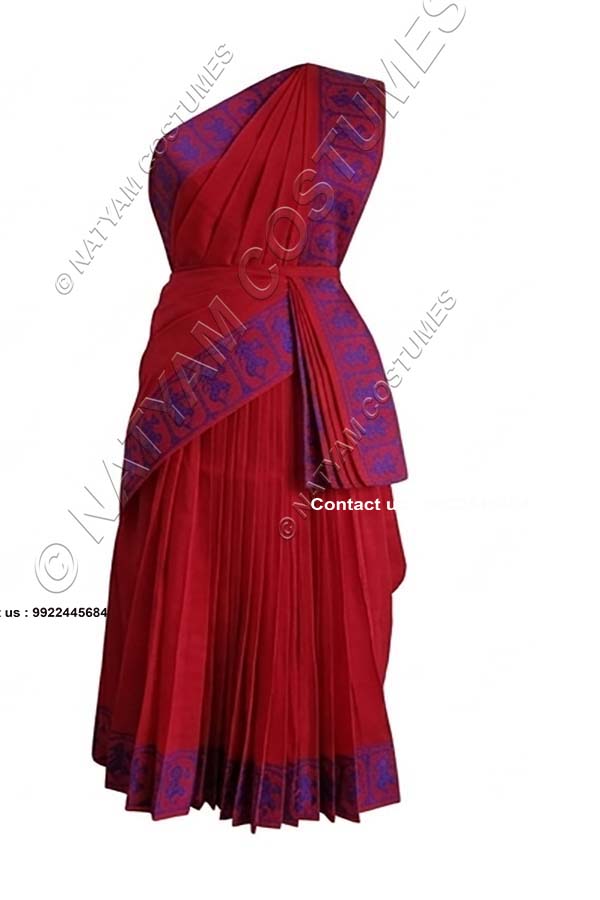 Pre-stitched Practice Saree -Model5 - Bright Red with Violet boarder