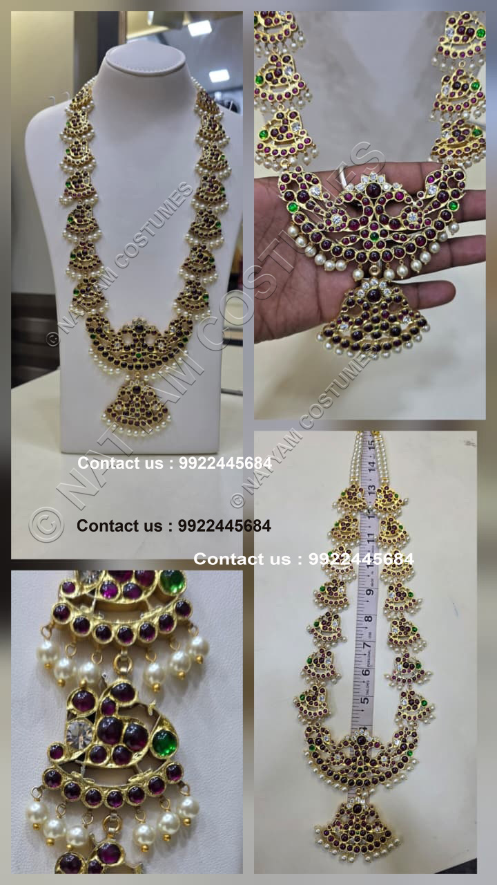 Real temple jewellery kempu silver -Broad Haram