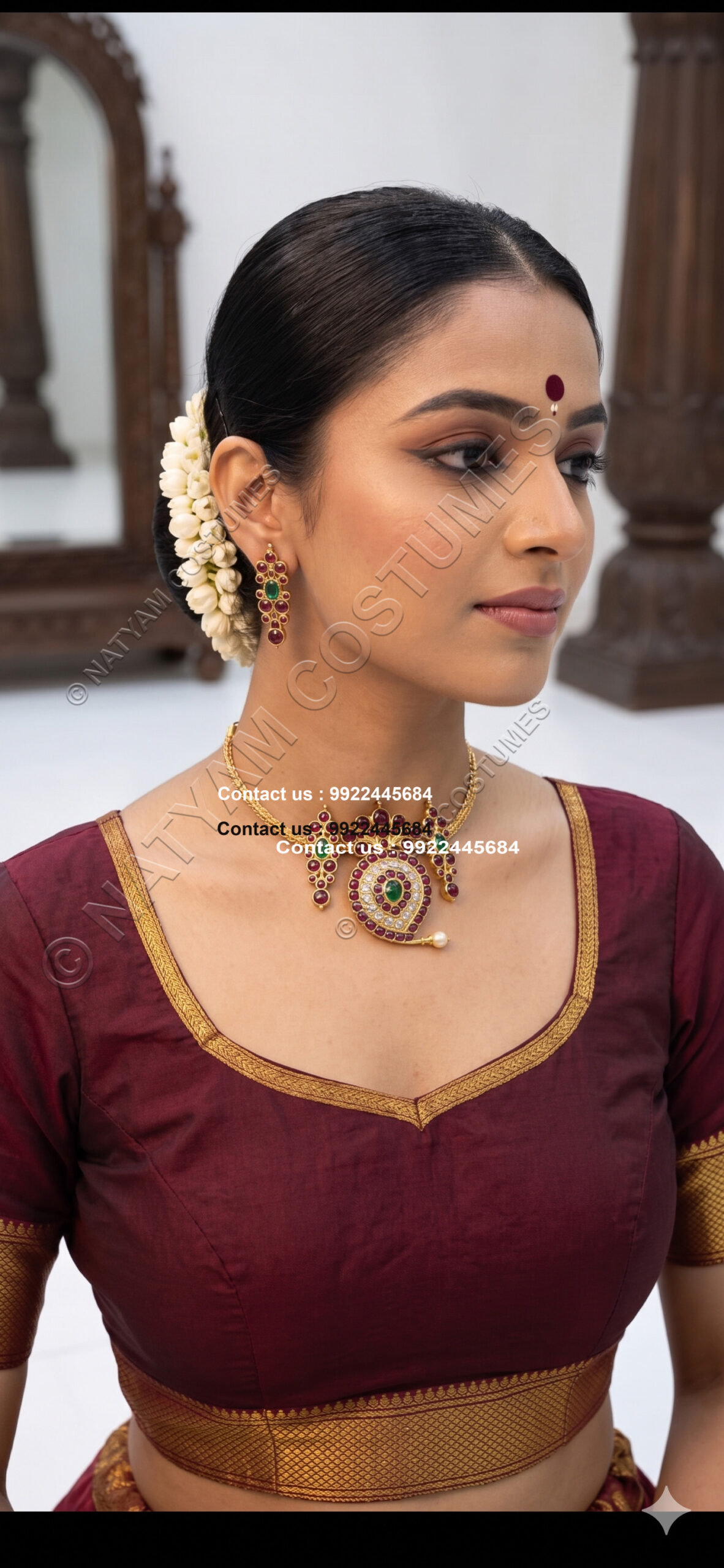 Real temple jewellery kempu silver -Mango Choker