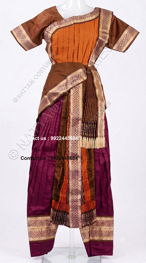 kuchipudi costume bistre ,orange and cherry