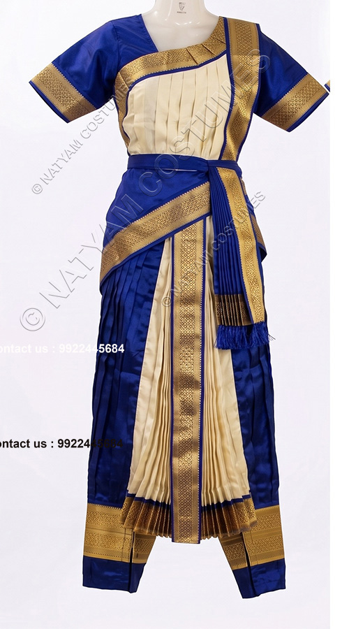 kuchipudi costume blue and creame