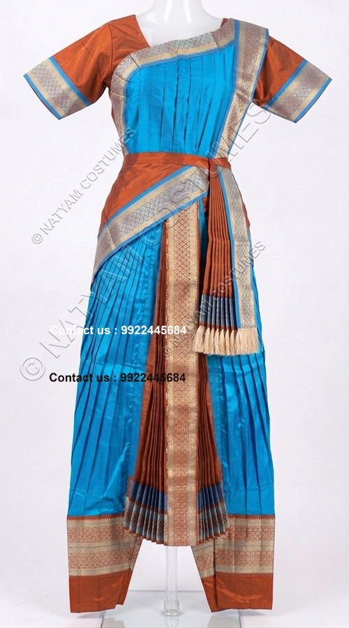 kuchipudi costume blue and copper