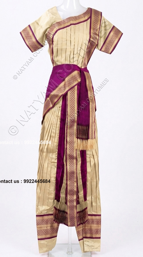 kuchipudi costume creame and majentha