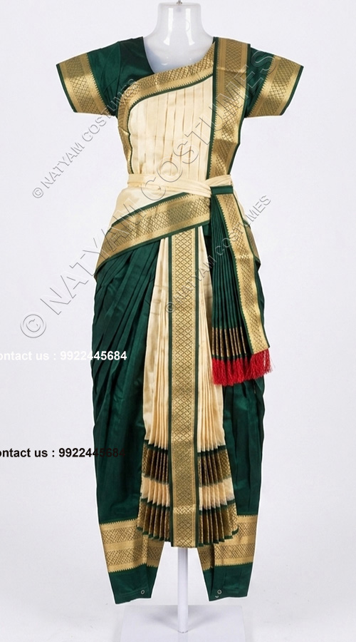 kuchipudi costume dark green and creame