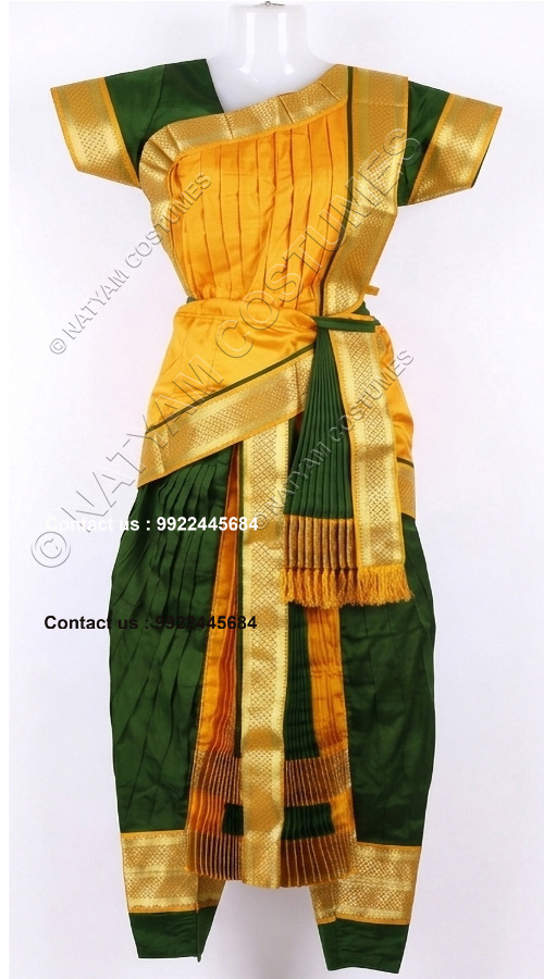 kuchipudi costume dark green and yellow