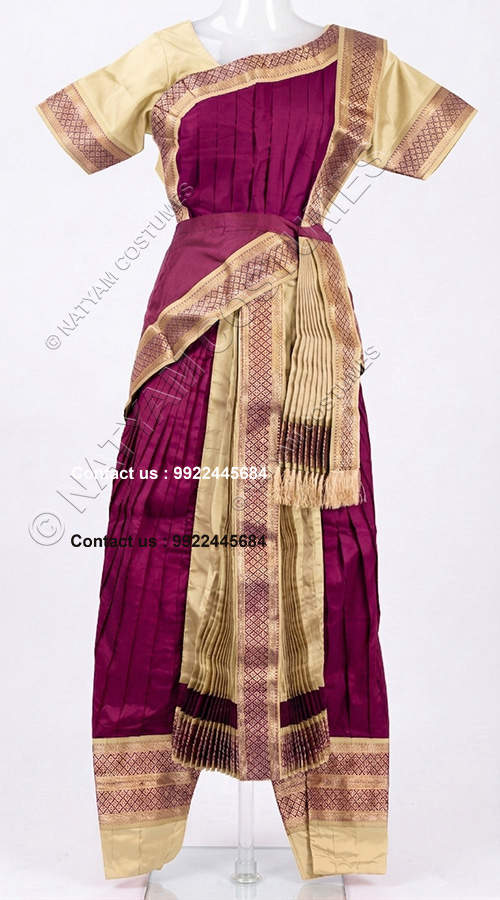 kuchipudi costume dark magenta and creame