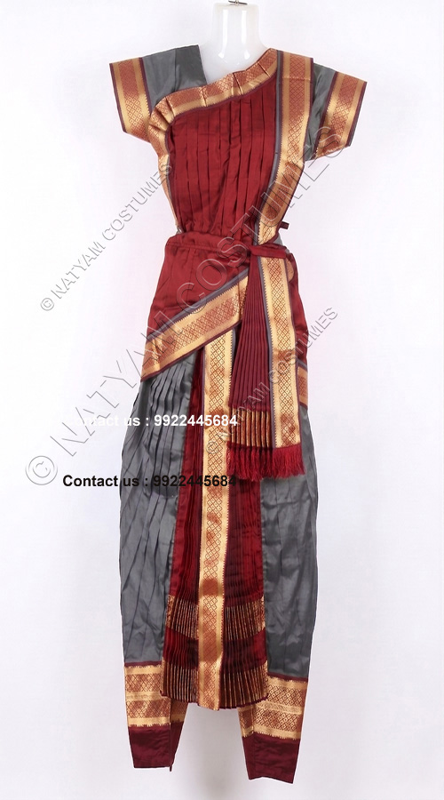 kuchipudi costume grey and maroon